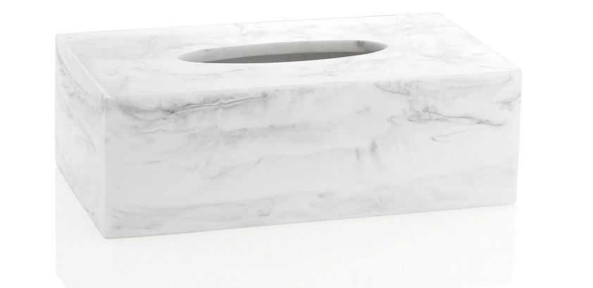 Porte-mouchoir effet marbre blanc 24x13x8 cm