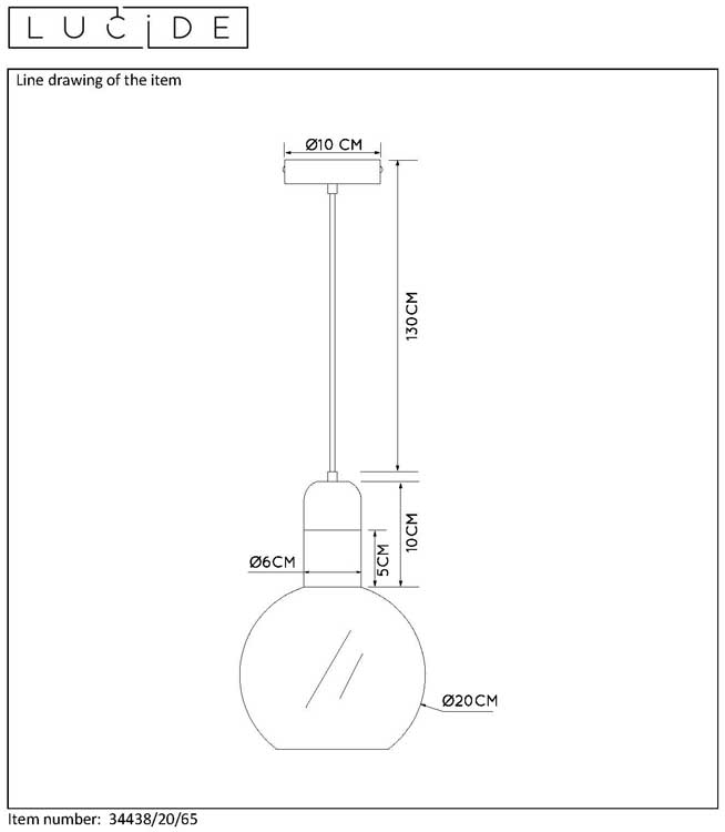 Lucide JULIUS - Hanglamp - Ø 20 cm - E27 - Fumé