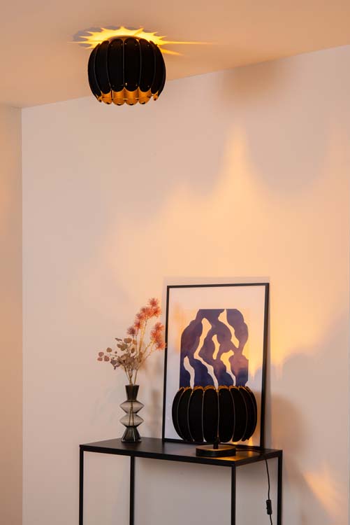Lucide SPENCER - Lampe de table - Ø 30 cm - 1xE27 - Noir
