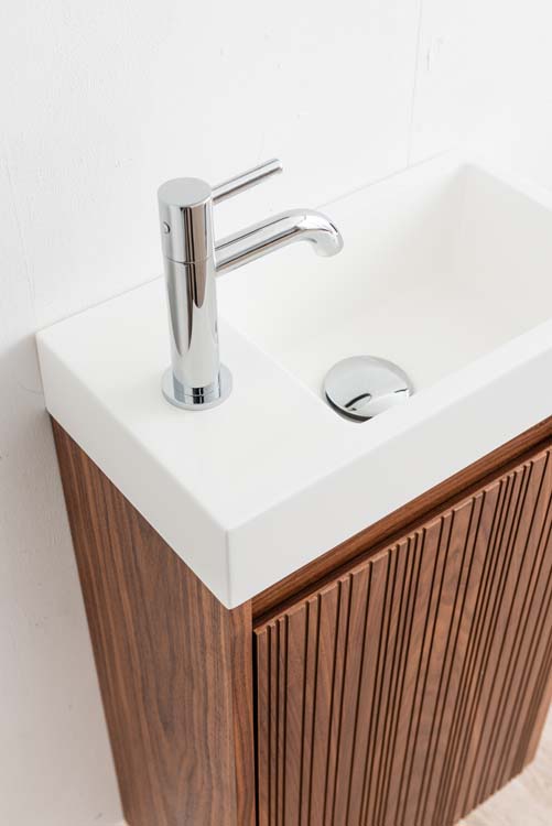 Meuble de toilette Warren lavabo en noyer blanc mat 400 mm