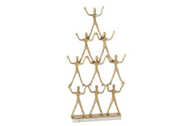 Figurine piramide 9 personnes alu et marbre or-blanc