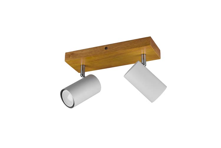 Opbouwspot hout/wit mat excl lamp LED mogelijk 2 spots