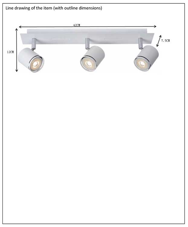 Lucide RILOU - Plafondspot - LED Dimb. - GU10 - 3x5W 3000K - Wit