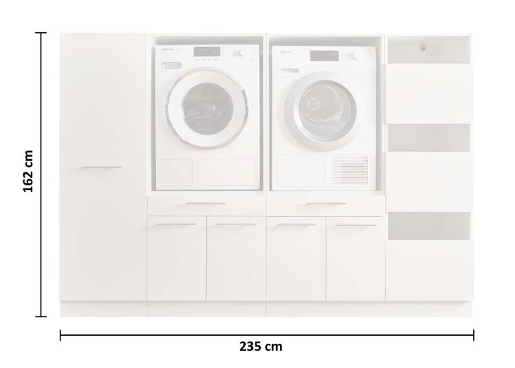 Wasmachine kasten Decowash - set 16 - antraciet - 67,5x235x162cm