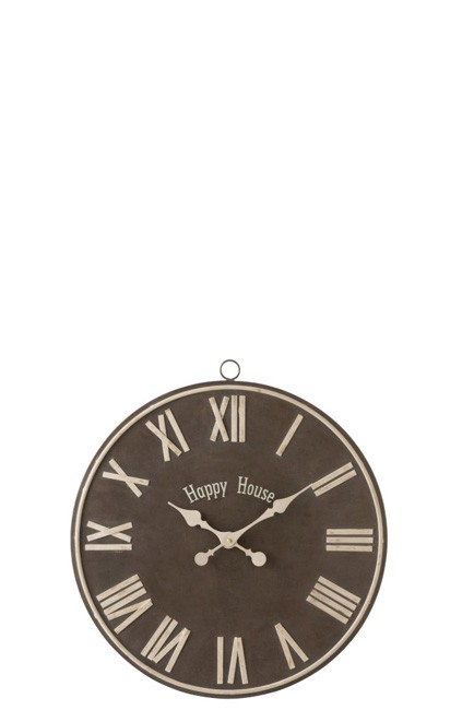 Horloge Happy House métal brun 65x3.5x69 cm