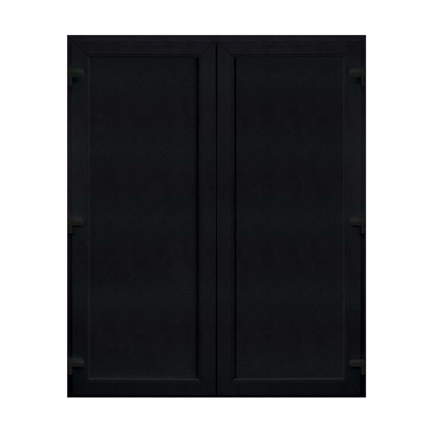 Porte extérieure pvc noire/noire double panneau plein G SUR MESURE