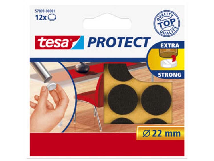 Tesa Protect planeur en feutre 22 mm marron 12 pièces