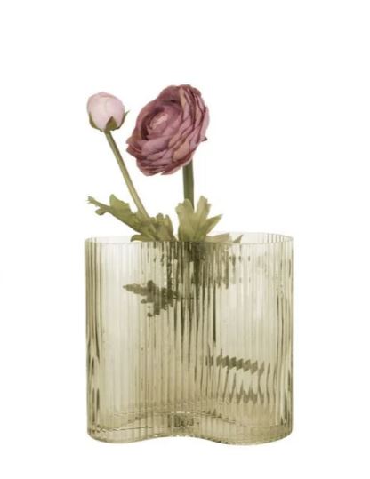 Vase Allure wave verre vert mousse 18,5 x 12 x 18 cm
