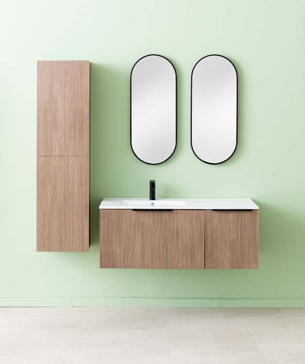 Meuble salle de bain Nolan impression 3D 120cm lavabo blanc brillant