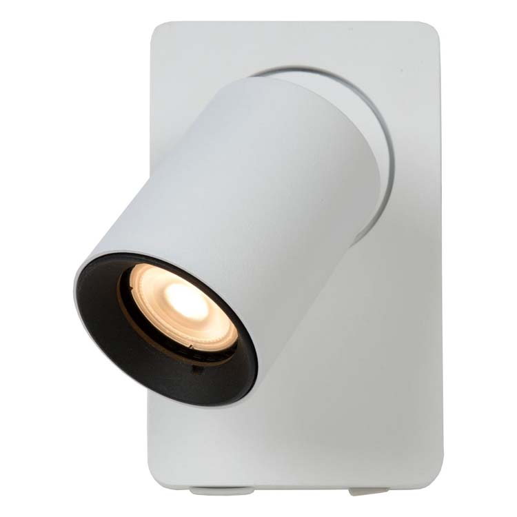 Lucide NIGEL - Wandspot - GU10 - 1x5W - Met USB oplaadpunt - Wit