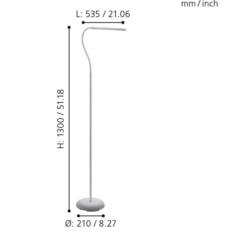 Lampadaire LED avec touchdimmer - H130CM - Blanc