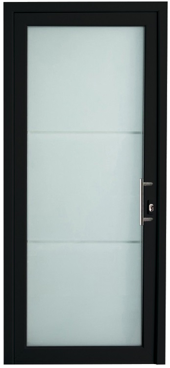 Porte extérieure pvc noire/blanche 980 x 2180 mm mat 2 lignes clair D