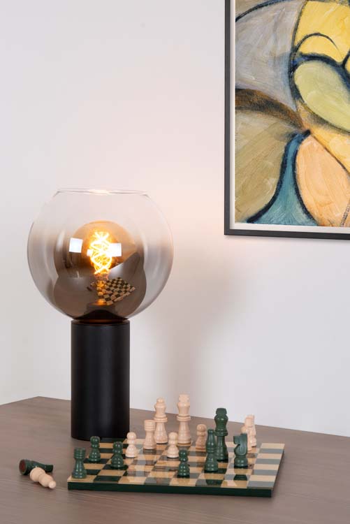 Tafellamp - Ø 20 cm - 1xE27 - Zwart