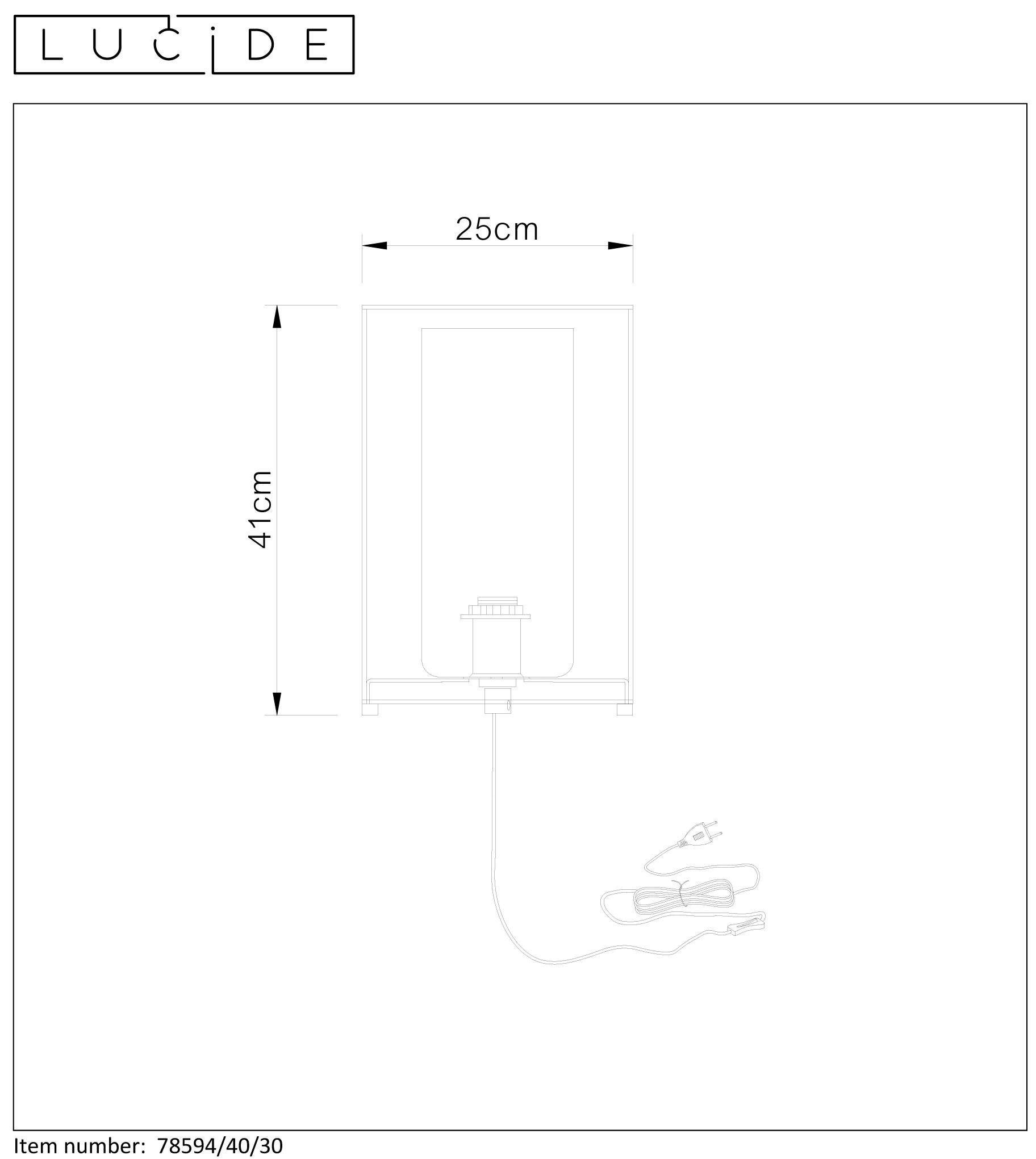 DOUNIA Lampe de table E27/40W H 41cm Noir/Verre