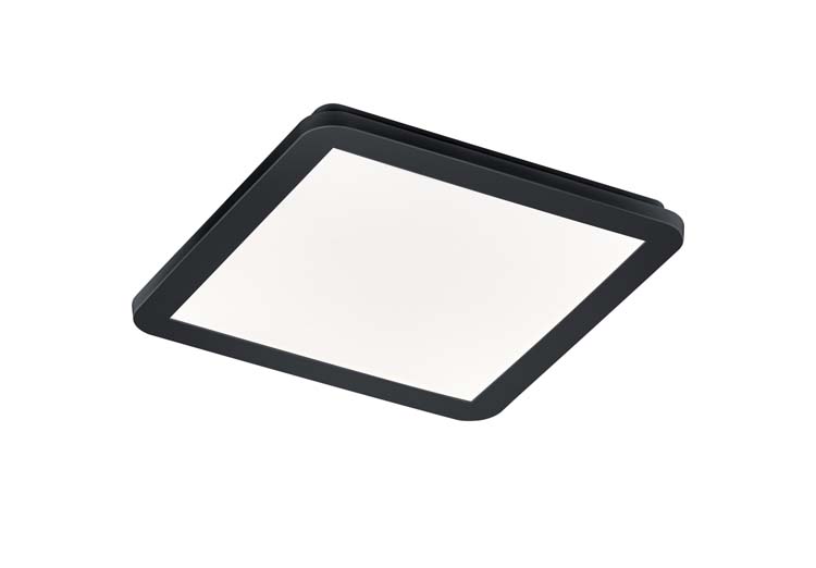 Plafonnier kunststof zwart vierkant IP44 incl. 18W LED/ 3000K/ 1650Lm 30cm