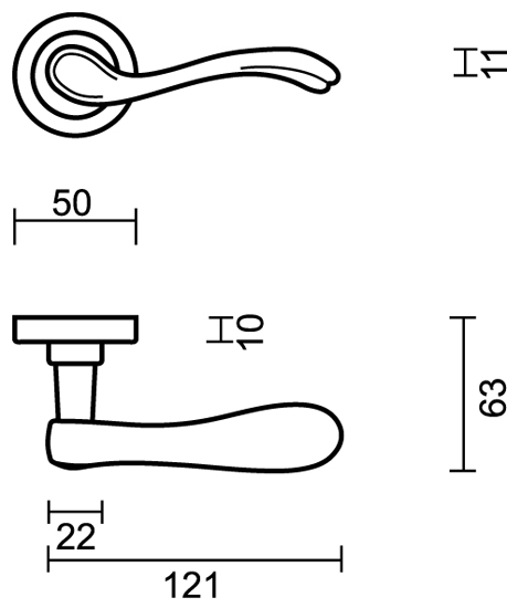 Deurklink brons Alessandria 12cm