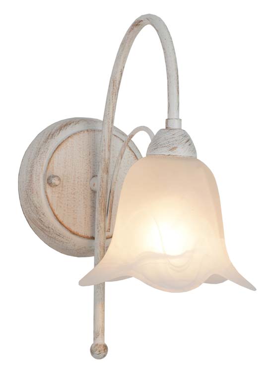 Wandlamp wit staal/glas 50W E14 lamp excl