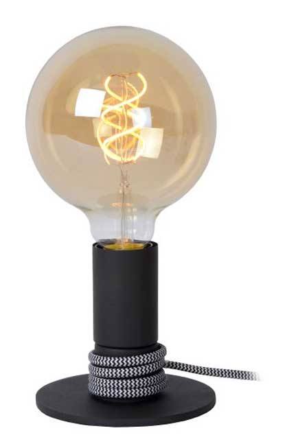 Tafellamp - E27 - H12cm - Zwart + textiel snoer