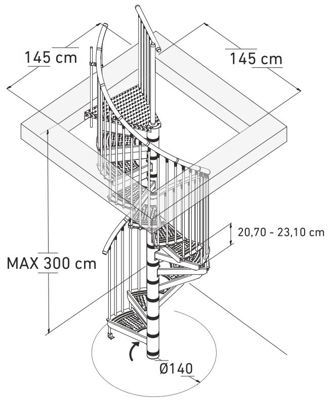 Wenteltrap Sonneberg Metaal 140cm