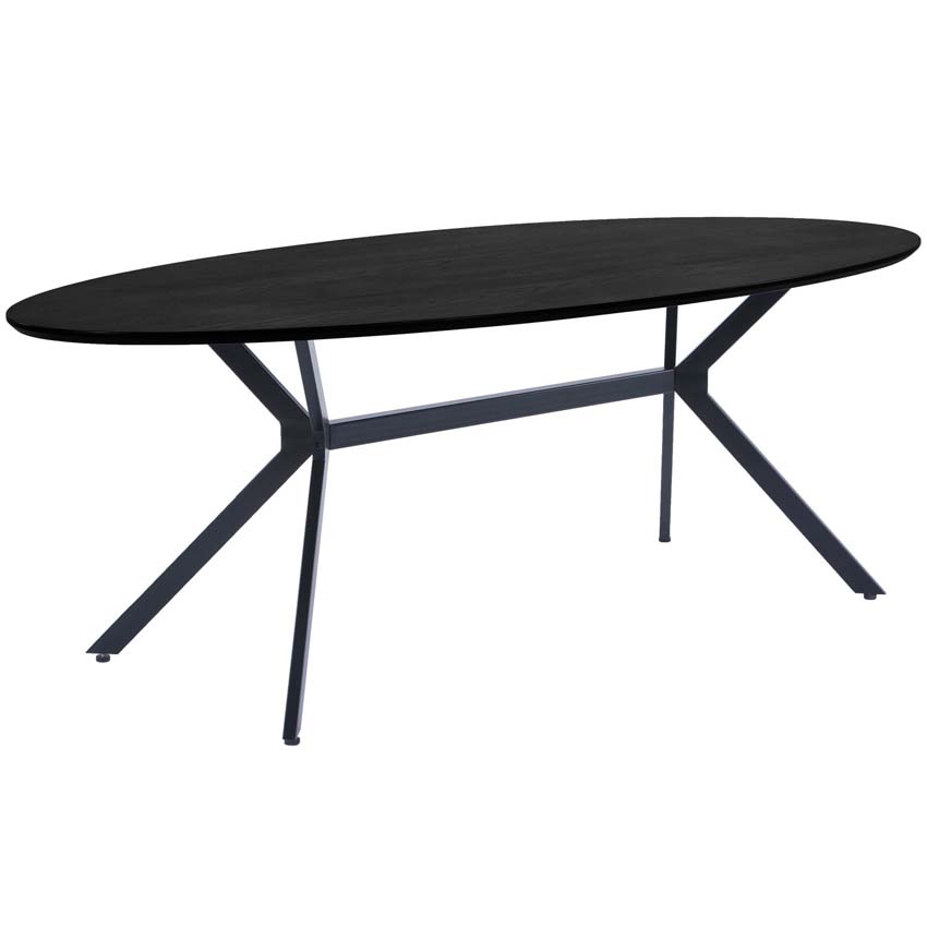 Table Tim en MDF ovale noire 220x100cm