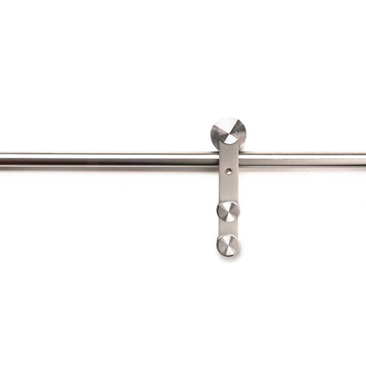 Schuifdeur glas 8mm mat + rail inox + trekker vierkant inox 32cm