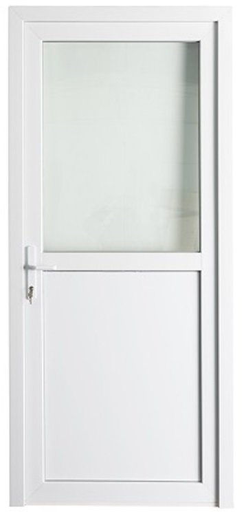 Porte extér.demi-vitrée pvc blanc D 900x2000mm Deceuninck