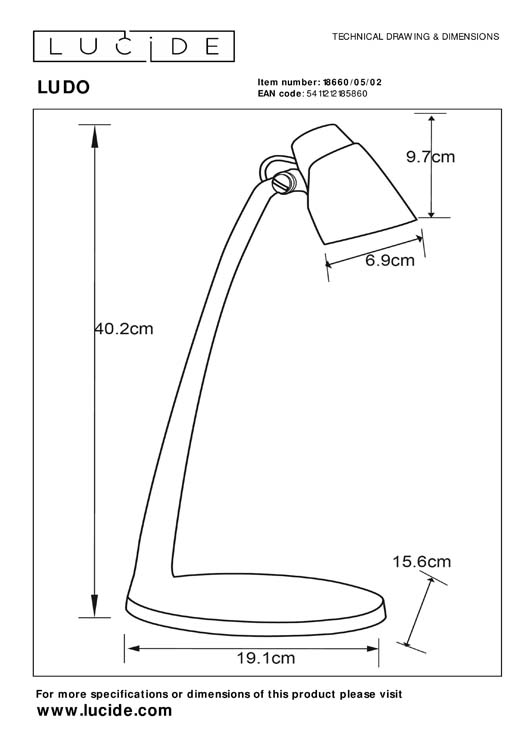 Lucide LUDO - Bureaulamp - LED - 1x4,5W 3000K - Mat Goud / Messing