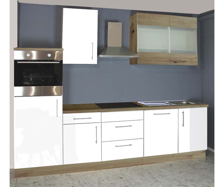 Keuken 280cm - Maren- wit glanzend - zonder toestellen
