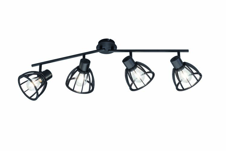 Spot de plafond noir cage 4xE27 lampe excl