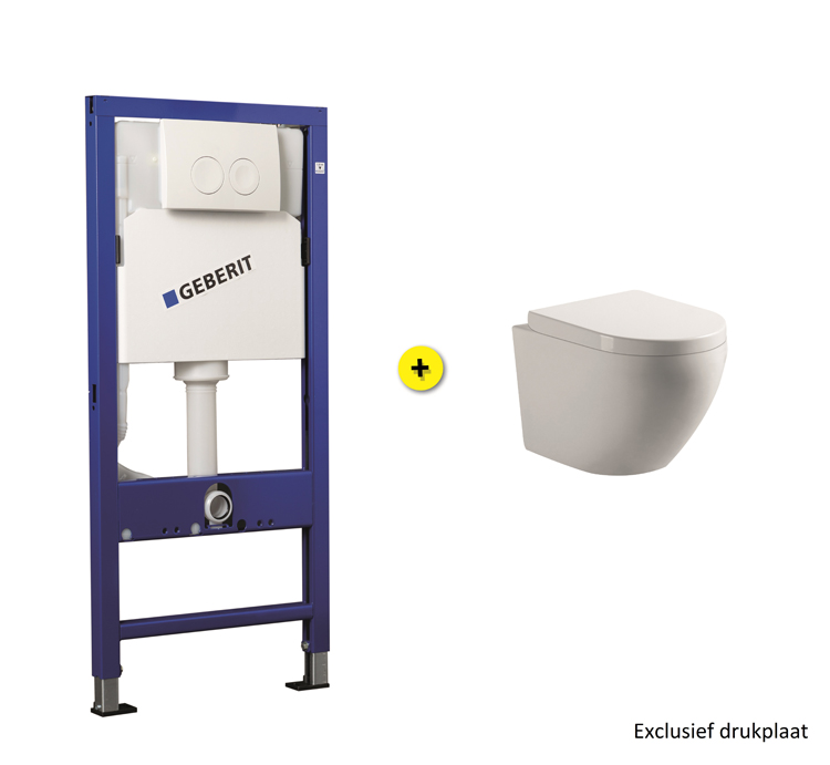 Hangtoilet Gary wit verkort + toiletbril + inbouwreservoir UP100