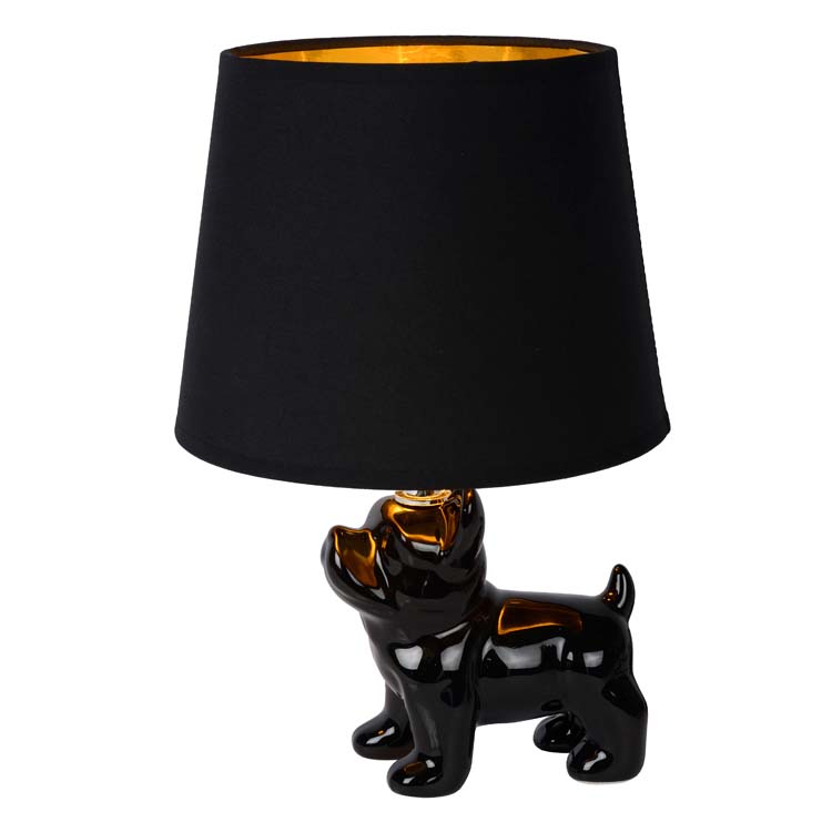 Tafellamp zwart hond h31.5cm excl lamp LED mogelijk