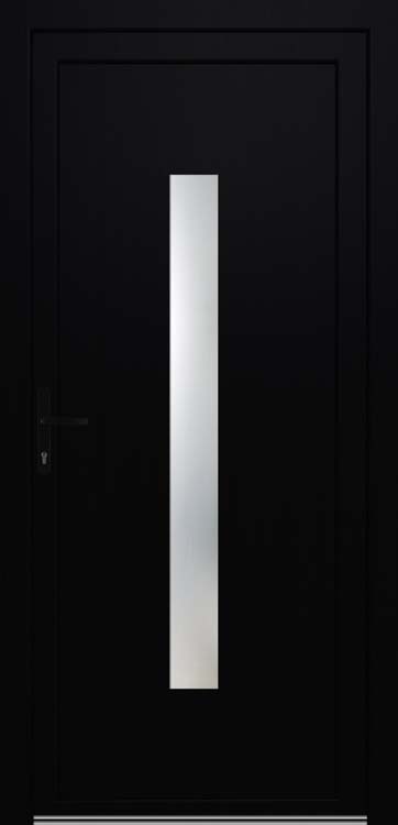 Buitendeur met verticale ruit PVC zwart/wit L mat glas 980x2180mm