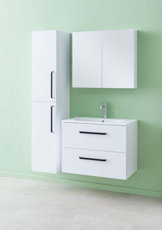 Meuble de salle de bain Bison laqué blanc mat 800 mm lavabo mat