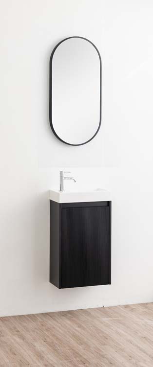 Meuble WC Windsor2 noir lavabo blanc mat 400mm