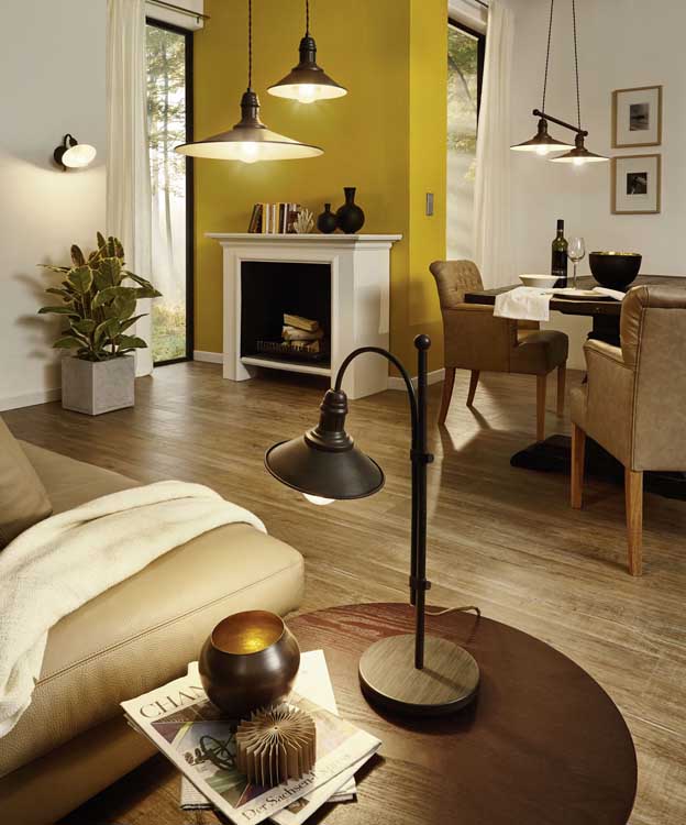 Eglo STOCKBURY - Hanglamp - E27 - 2X60W - Antiek-bruin, beige
