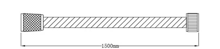 Doucheslang 150cm chroom-zwart kunststof