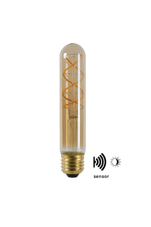 Lucide LED BULB TWILIGHT SENSOR - Filament lamp Buiten - Ø 3 cm - LED - E27 - 1x4W 2200K - Amber