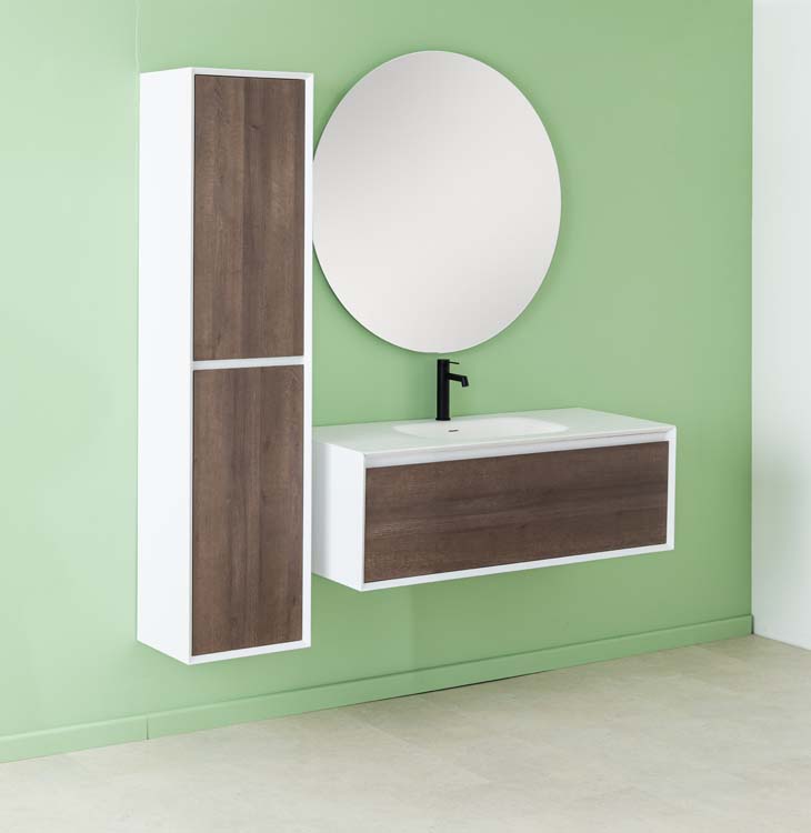 Meuble de salle de bain Ace blanc mat/chêne 1200 mm lavabo  blanc mat