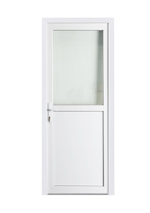 Buitendeur PVC wit B 980 x H 2180 L halfglas outside