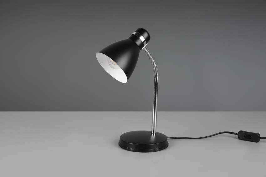 Lampe de bureau - noir - E27 - sans ampoule - Ø 14,5 cm - hauteur 33 cm