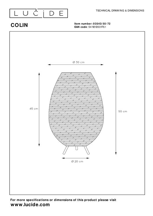 Lampe de table - Ø 30 cm - 1xG9 - Bois clair