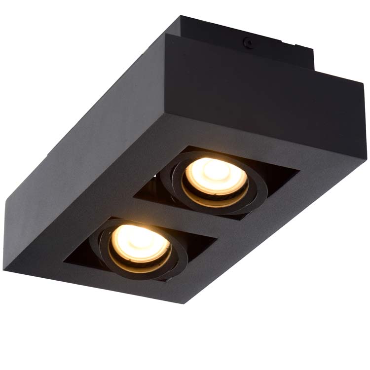 XIRAX - Plafondspot - LED Dim to warm - GU10 - 2x5W 2200K/3000K - Zwart