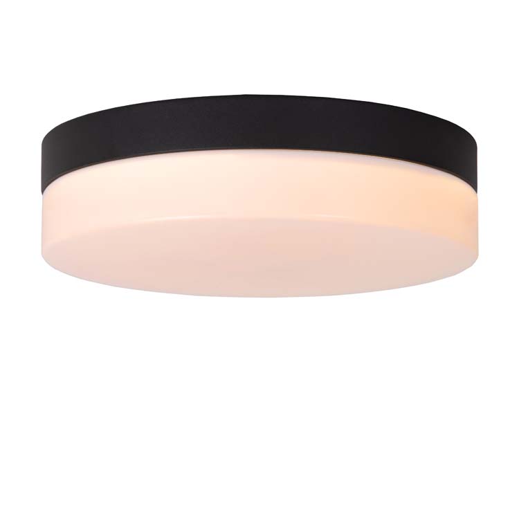 Lucide BISKIT - Plafonnier Salle de bains - Ø 23 cm - LED - 1x12W 2700K - IP44 - Noir