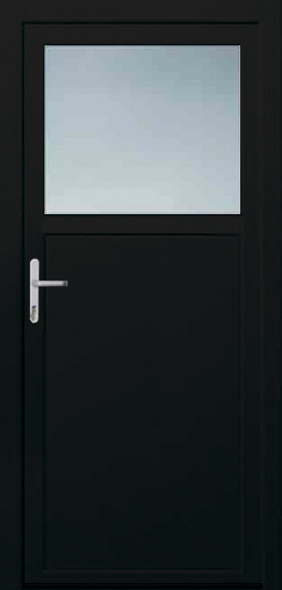 Porte extérieure pvc noire/blanche 980 x 2180 mm 1/3 verre budget G