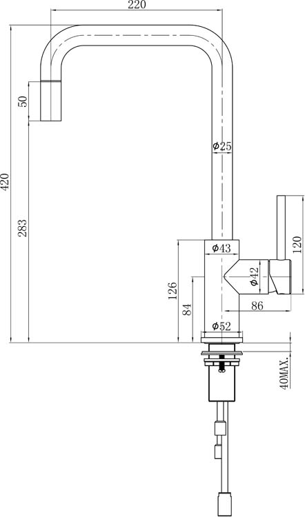 Keukenkraan Lorreine Spey inox uittrekbare uitl