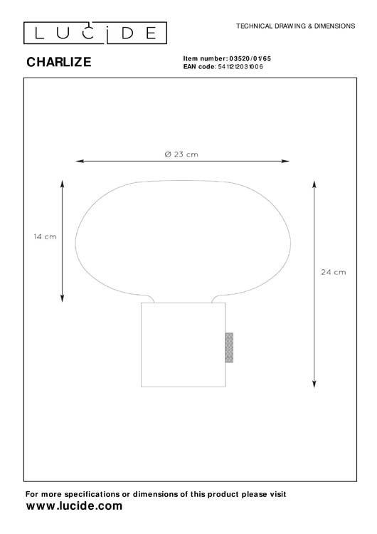Lampe de table ovale - Ø 23 cm - E27 - Fumé