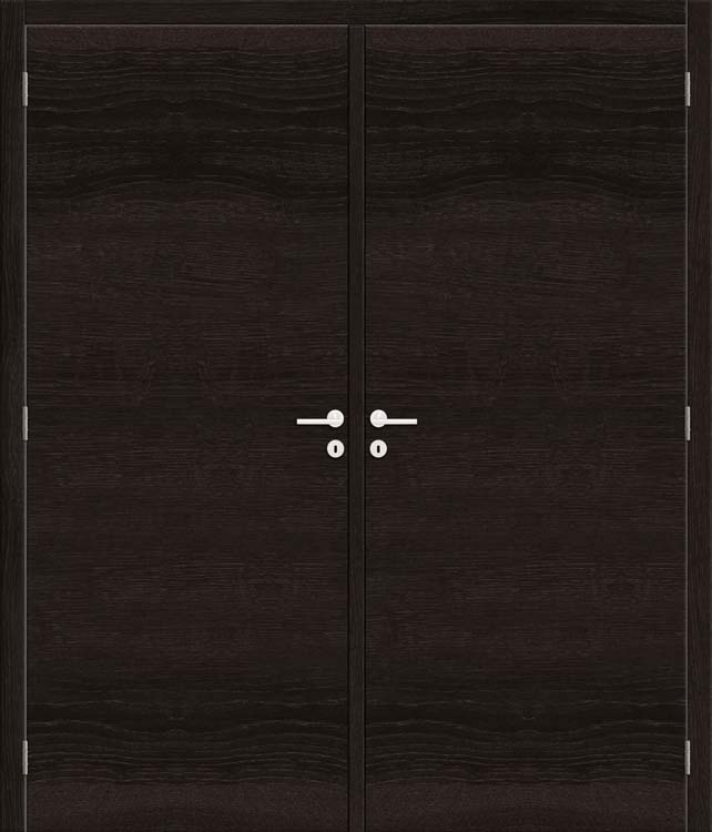 Complete dubbele binnendeur tubespaan 2x 73cm Black Oak horizont. 201.5cm