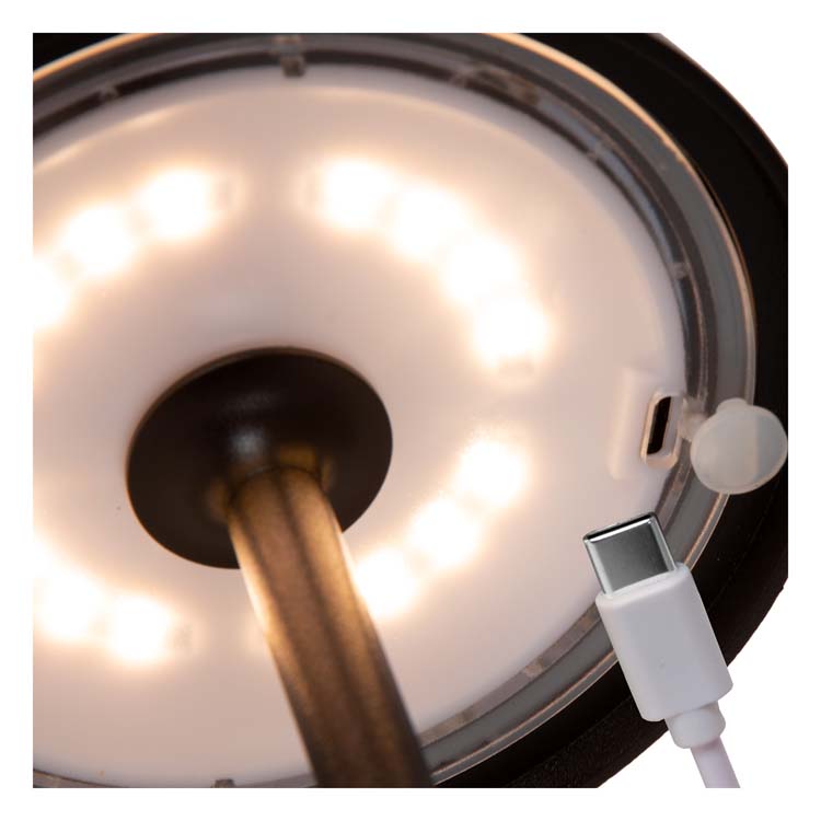 Lucide JOY - Oplaadbare Tafellamp Buiten - Accu/Batterij - Ø 12 cm - LED Dimb. - 1x1,5W 3000K - IP54 - Zwart