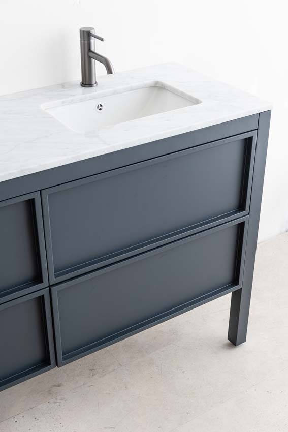 Meuble de salle de bain Fara anthracite 1400 mm double lavabo Carrara