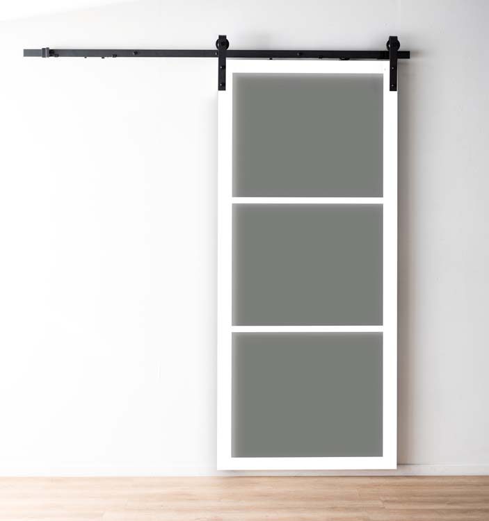Schuifdeur steellook wit grijs gerookt +rail robust zwart 93x211,5cm